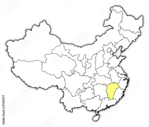 Map of China, Jiangxi highlighted