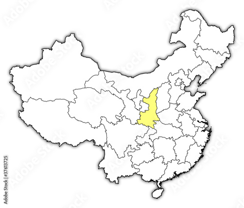 Map of China, Shaanxi highlighted photo