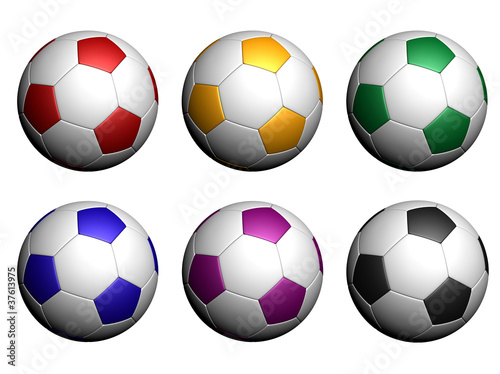 Colorful soccer balls isolated on white background