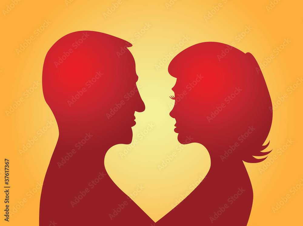 couple in love - silhouette illustration