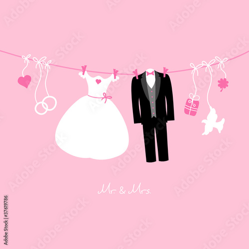 Hanging Wedding Symbols Mr. & Mrs. Pink