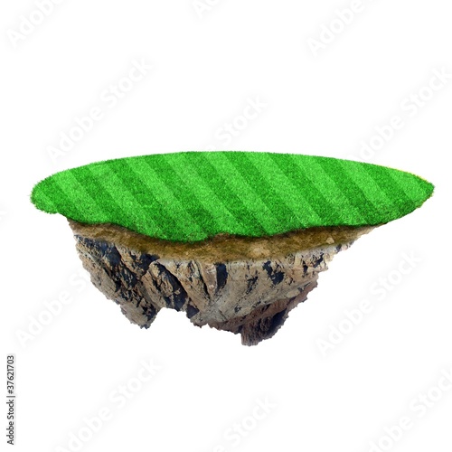 3d small island with green grass