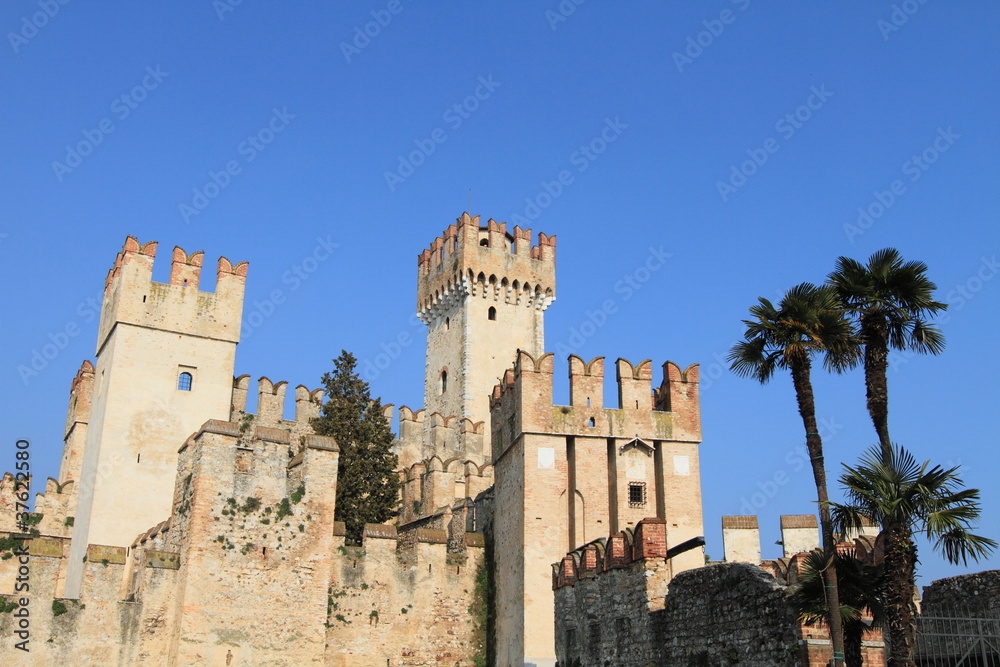 Fototapeta premium Castle Scaligero on the shore of Lake Garda, Italy