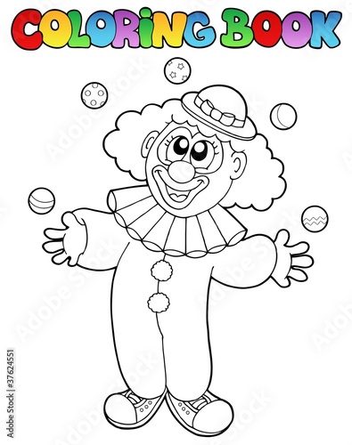 Coloring book with cheerful clown 1