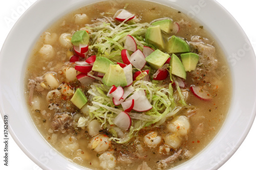 white pozole, mexican soup cuisine