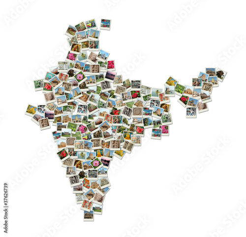 Photography Map of India - collage made of travel photos