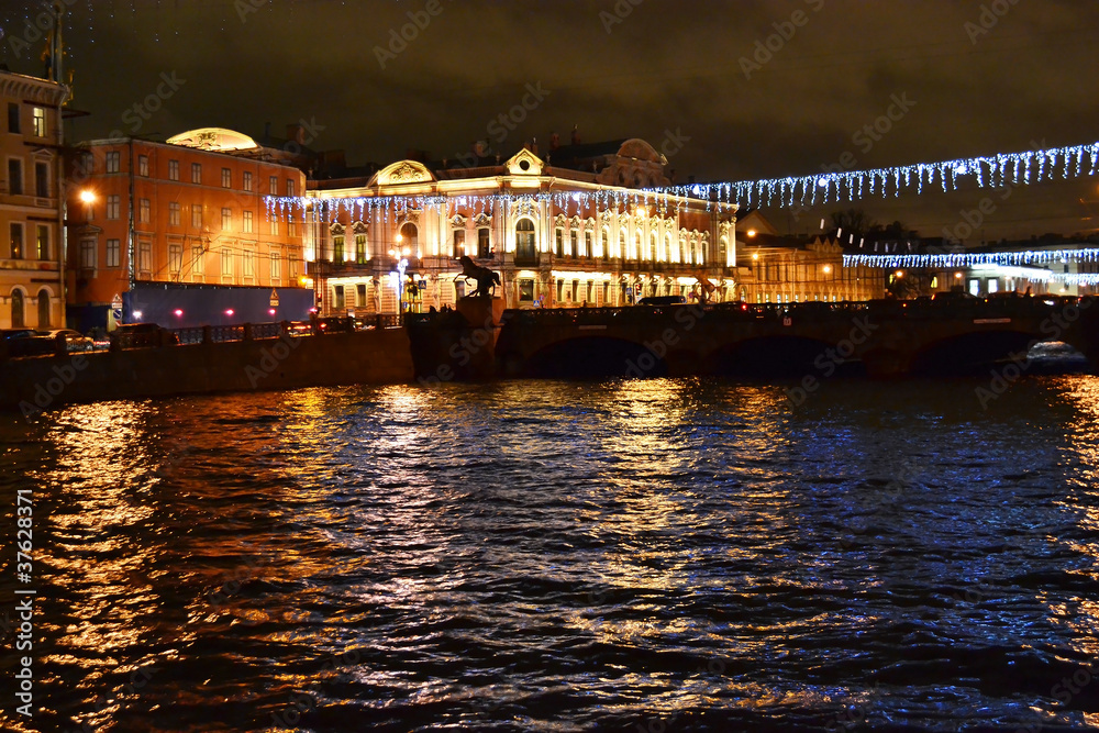 Fototapeta premium Fontanka river at night