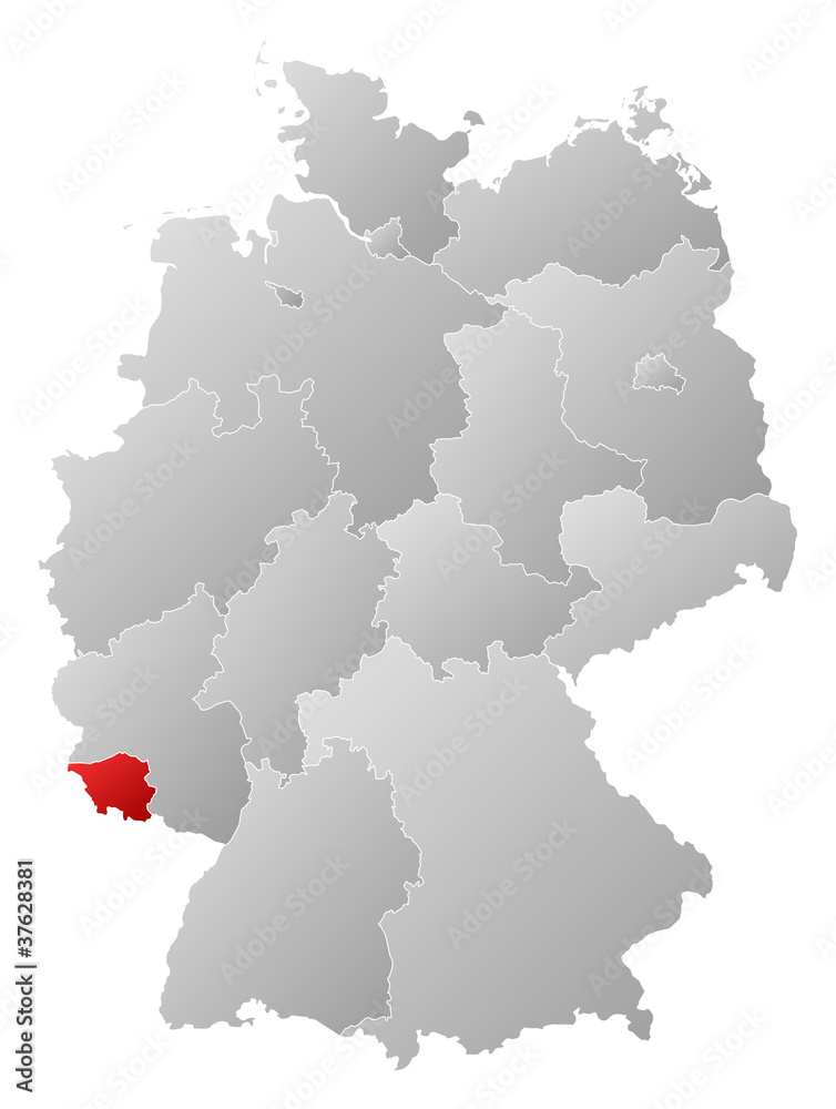 Map of Germany, Saarland highlighted