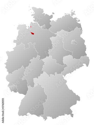 Map of Germany  Bremen highlighted