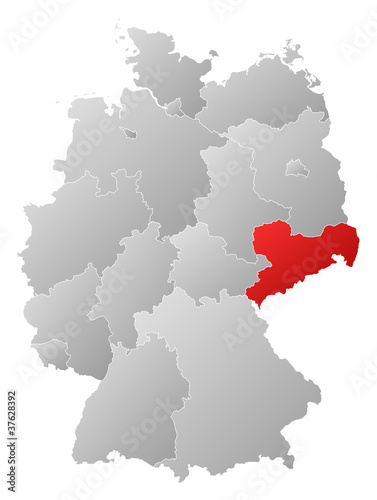 Map of Germany, Saxony highlighted