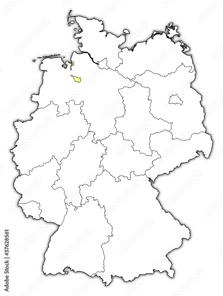 Obraz premium Map of Germany, Bremen highlighted