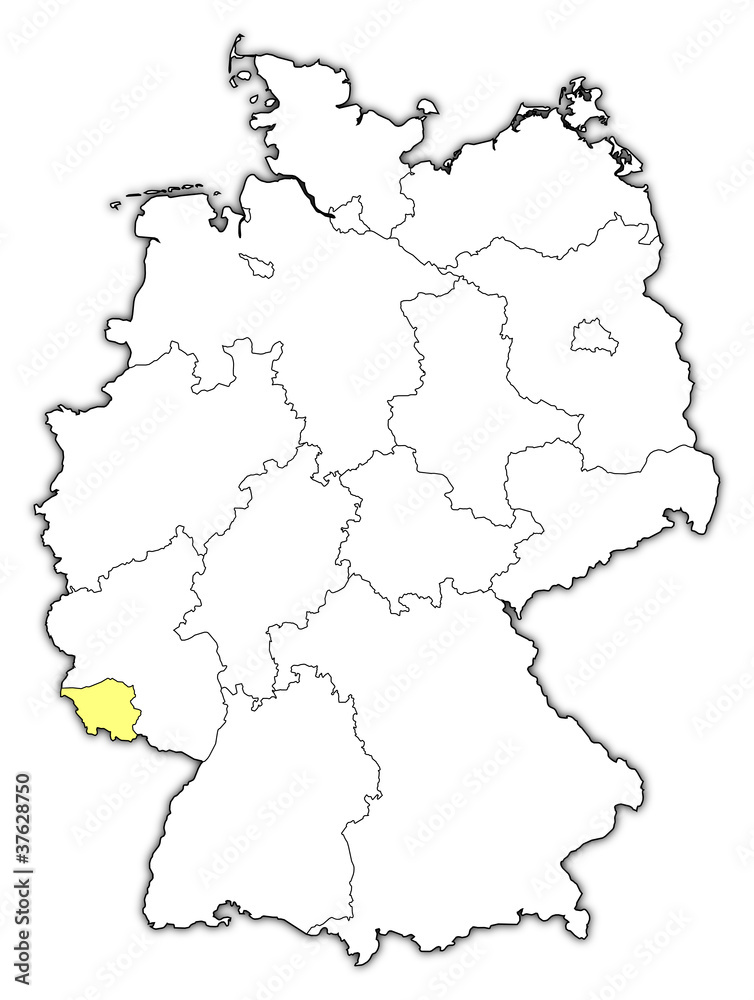 Map of Germany, Saarland highlighted
