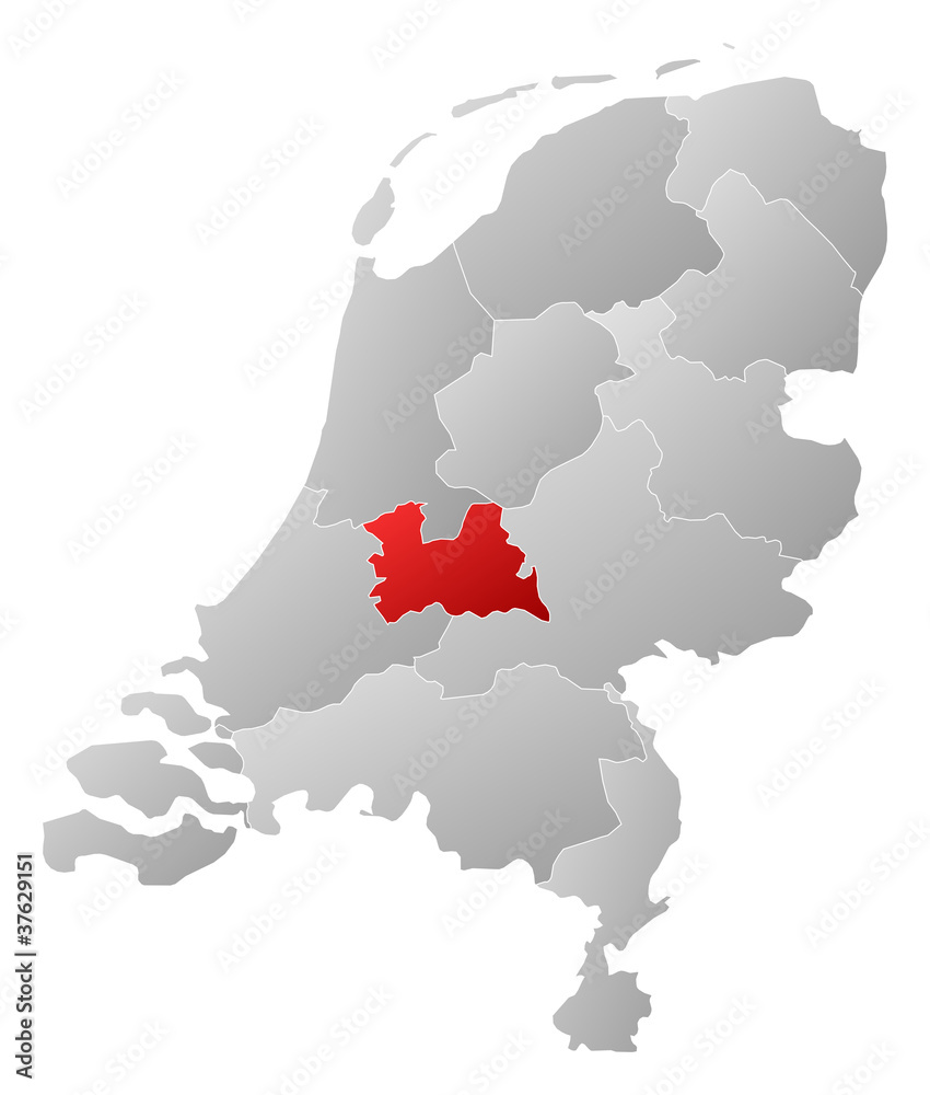 Map of Netherlands, Utrecht highlighted Map of Netherlands, Utrecht highlighted