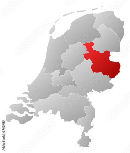 Map of Netherlands, Overijssel highlighted