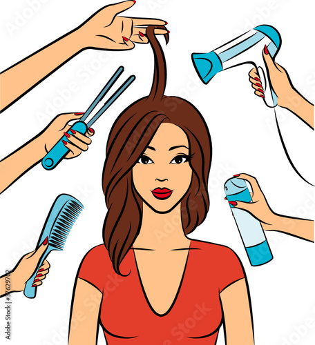 Woman with coiffure in a beauty salon.