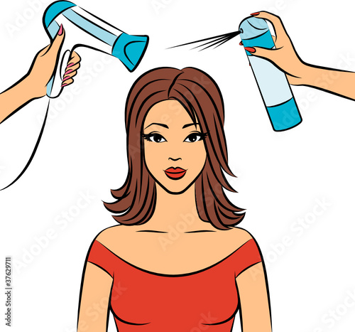Woman with coiffure in a beauty salon.