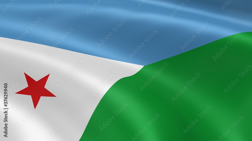 Djiboutian flag in the wind