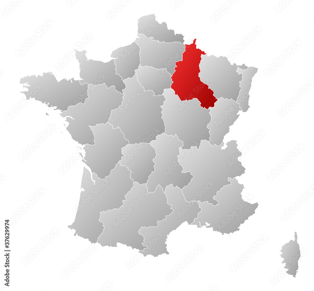 Map of France, Champagne-Ardenne highlighted Map of France, Champagne-Ardenne highlighted