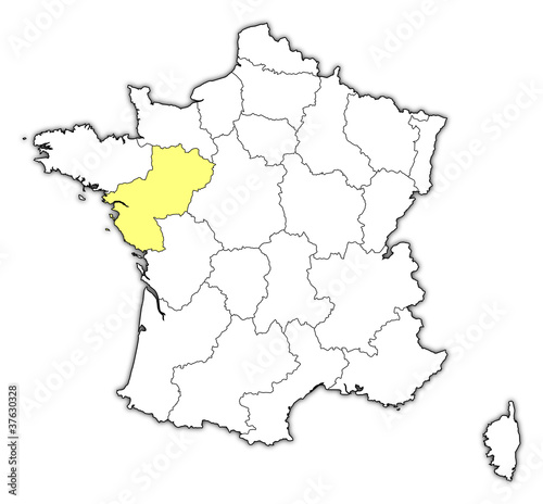 Map of France  Pais de la Loire highlighted