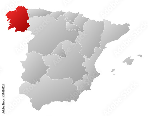 Map of Spain  Galicia highlighted