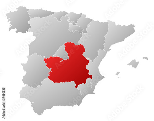 Map of Spain, Castile-La Mancha highlighted
