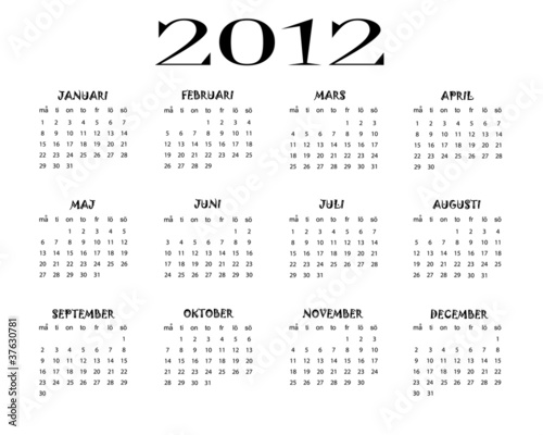 Swedish calendar 2012