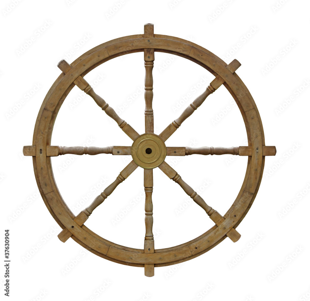 Wooden ship wheel