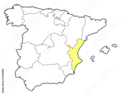 Map of Spain  Valencian Community highlighted