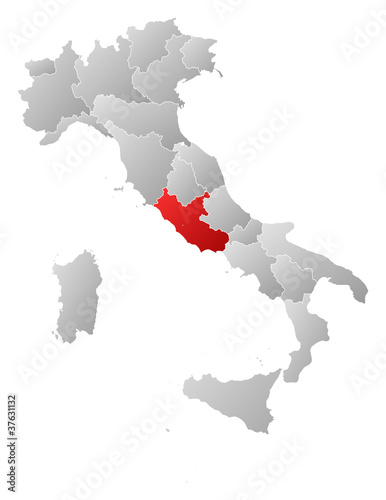 Map of Italy, Lazio highlighted