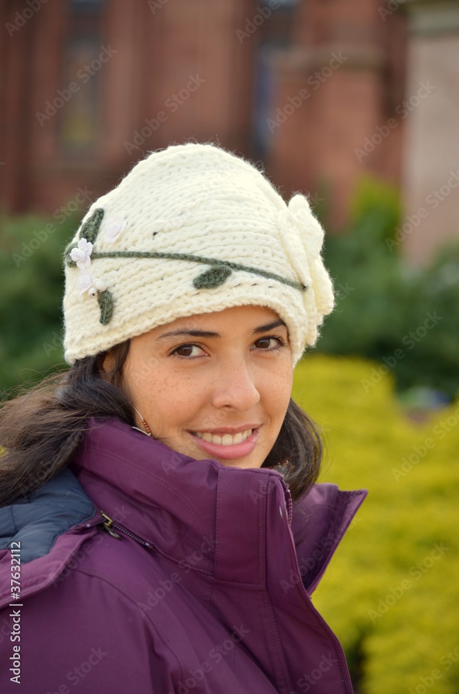Beautiful woman with ear protector
