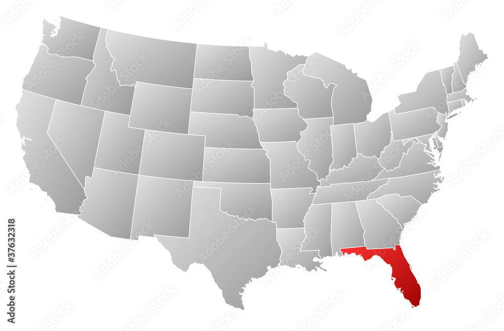 Map Of The United States Florida Highlighted Stock Vector Adobe Stock