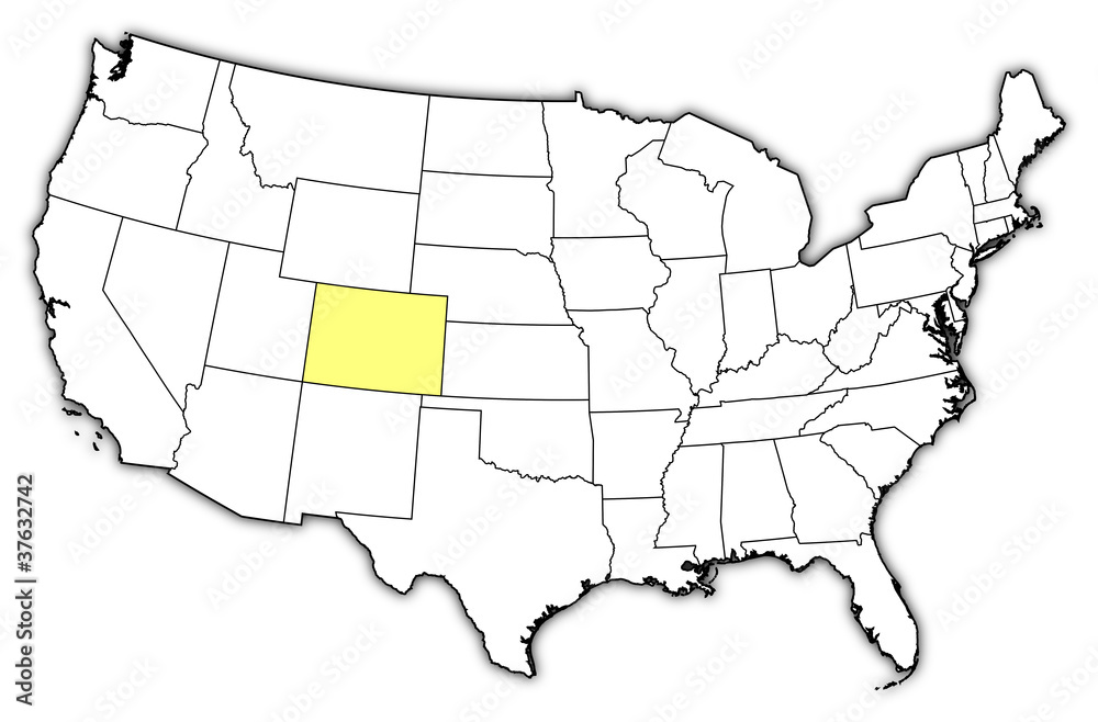 Map of the United States, Colorado highlighted