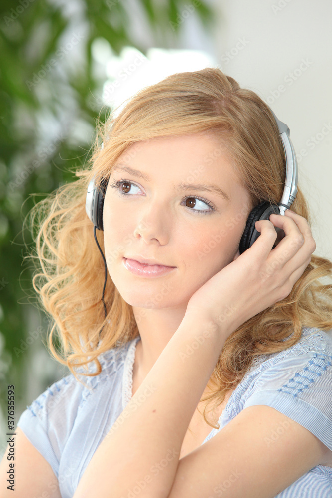 Portrait of girl with headphones Portrait of girl with headphones