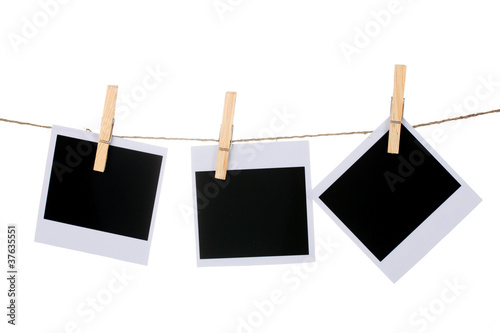 Wallpaper Mural Photo paper hanging on the clothesline isolated on white Torontodigital.ca