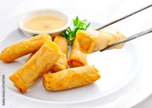 fried springrolls with sweet plum sauce