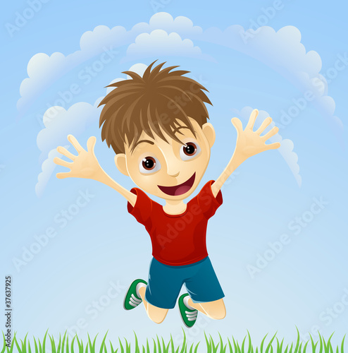 Young happy boy jumping