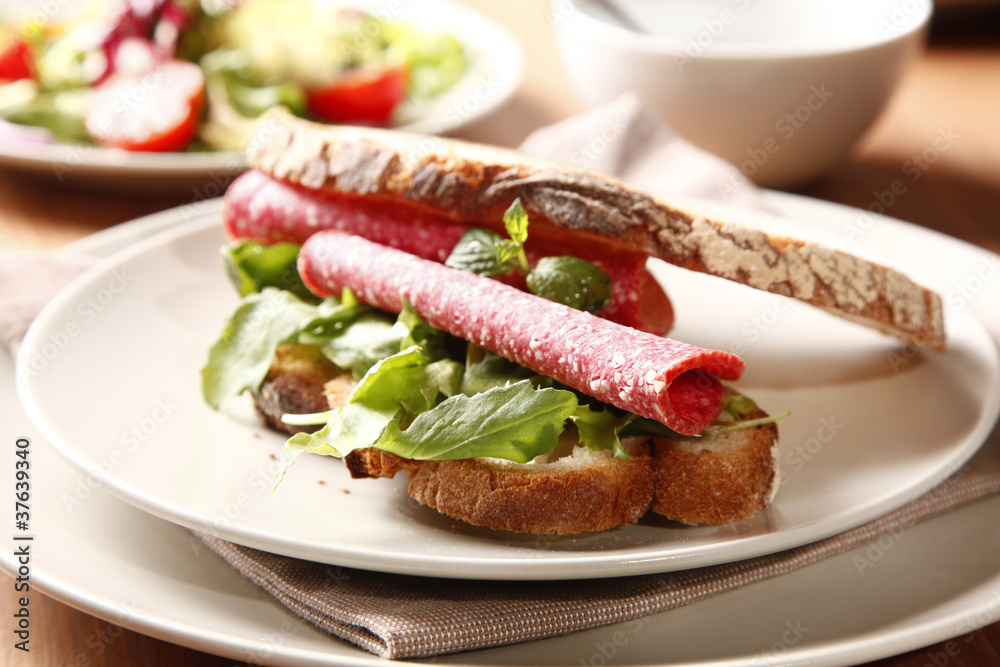 Sandwich with salami Sandwich with salami