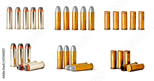 a set of revolver handgun bullets