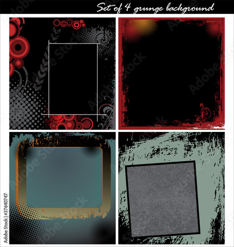 set of 4 grunge background