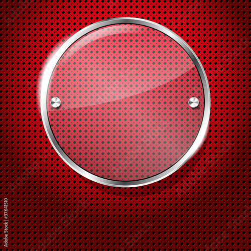 Red background with glass circle frame for your text © Jaroslav Machacek
