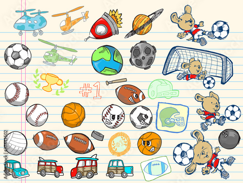 Doodle Sketch Vector Elements Design Set