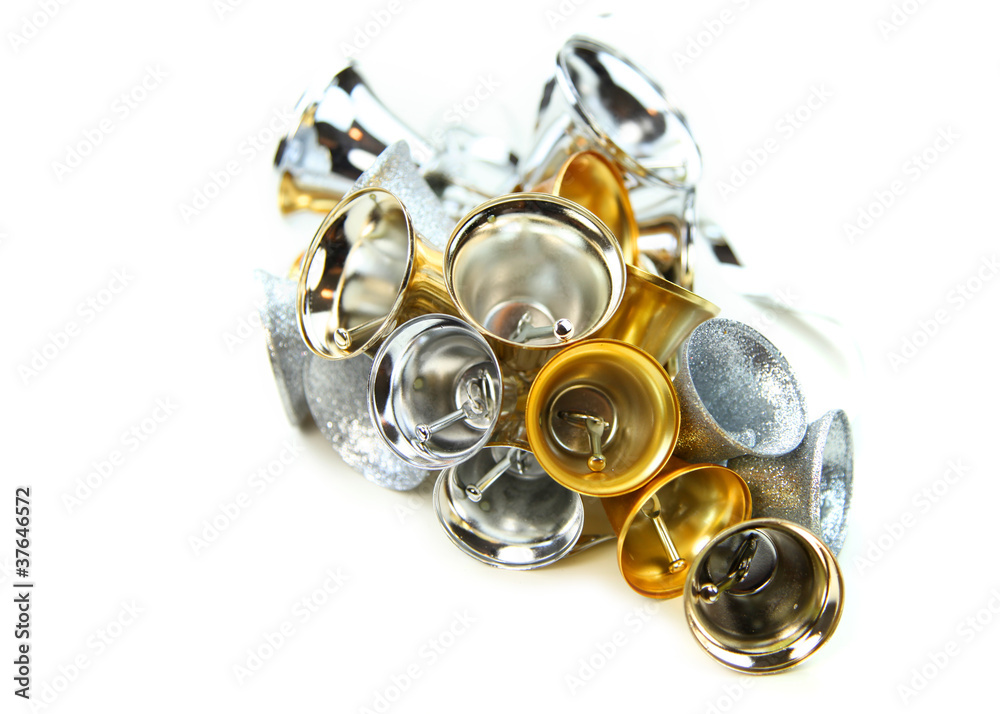 Gold and silver color christmas metal bells Gold and silver color christmas metal bells
