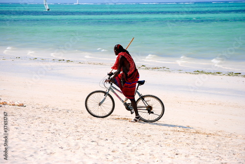 Masai in Zanzibar - Bicycle on the beach