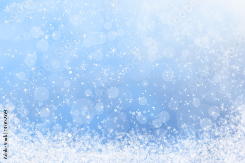 Winter Blue Sparkly Sky and Snow Background