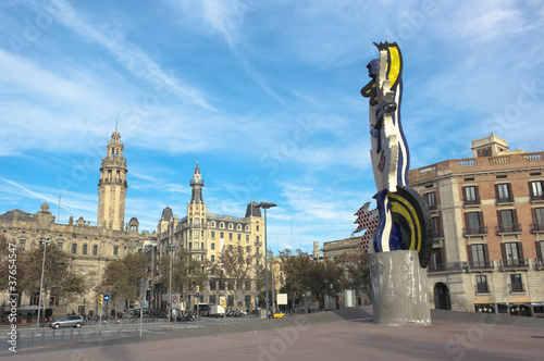 Cross Between Columbus Promenade And Laietana Street In Barcelon photo