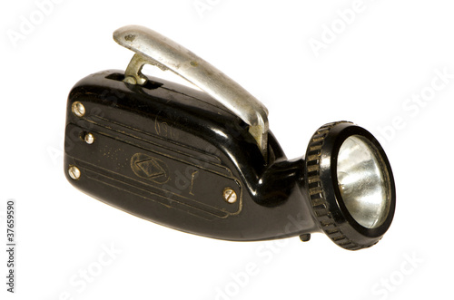 Canvas Print isolated retro mechanical searchlight with dynamo