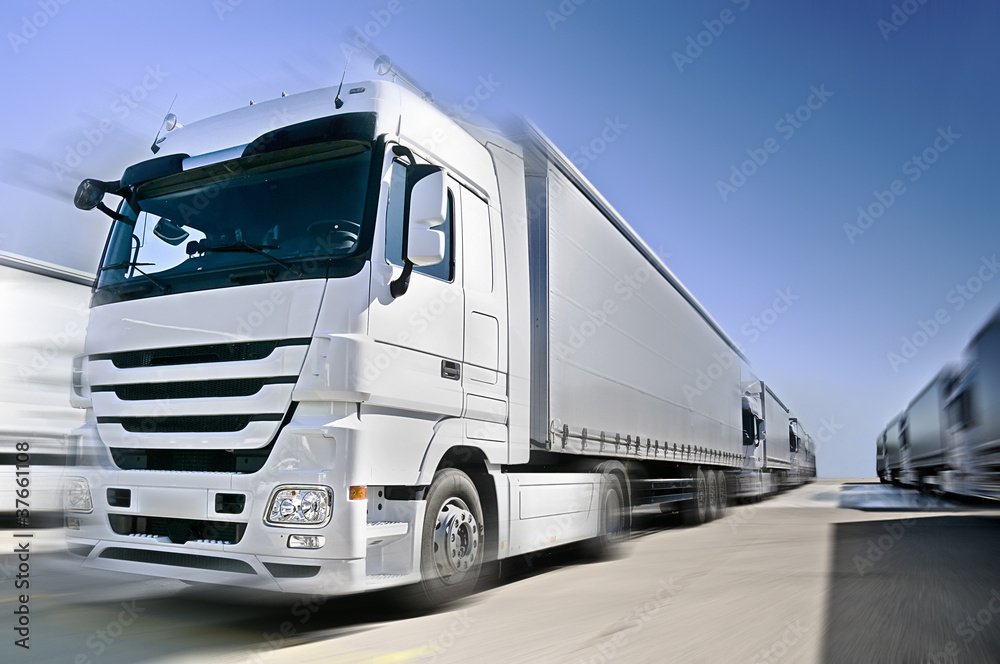 Modern  Truck on road added motion blur