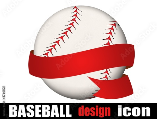 Baseball ball with a ribbon