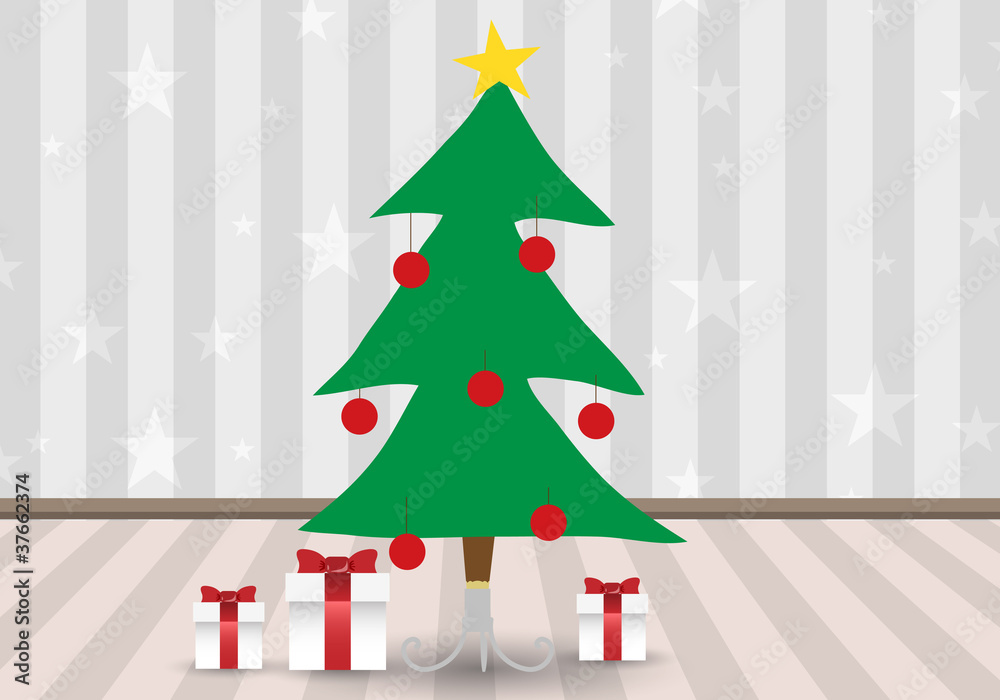 Cute Christmas tree and gift boxes Cute Christmas tree and gift boxes