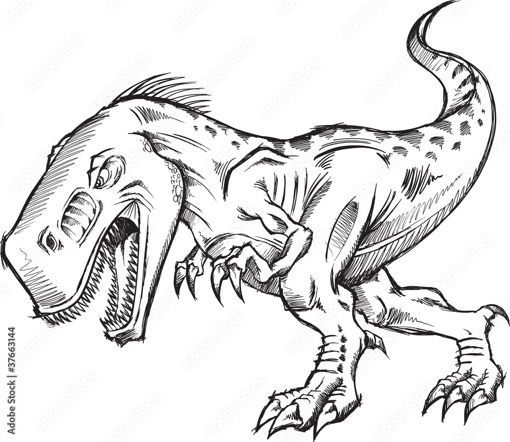 Obraz premium Tyrannosaurus Dinosaur Sketch Doodle Illustration